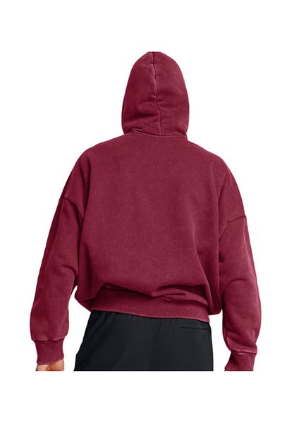 Under Armour UA Icon HWT Flc Wash OS Hood Mens Burgundy Sweatshirt