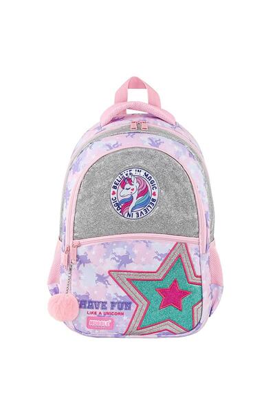 MUGGLE Mu-9029 Unicorn Desenli Kız Çocuk Parlak İlkokul Çantası Pembe