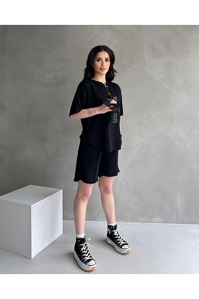NEAR Modern Design Modal Fabric Oversize Tracksuit Set with Soft Shorts and Laces