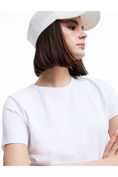 Koton Tricou sport de bază din bumbac, cu mânecă scurtă, cu decolteu, slim