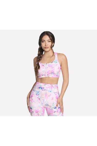 SKECHERS GOWALK SEASCAPE FLORAL SUPIEN FRONTAL cu fermoar Sutiene sport pentru femei Multicolor