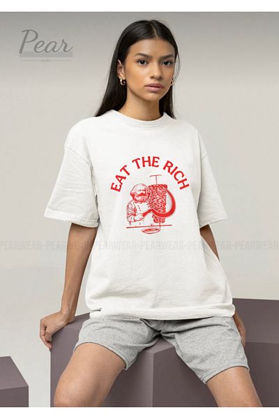 Pear Wear Eat the Rich Women's Oversize T-Shirt Cotton T-Shirt