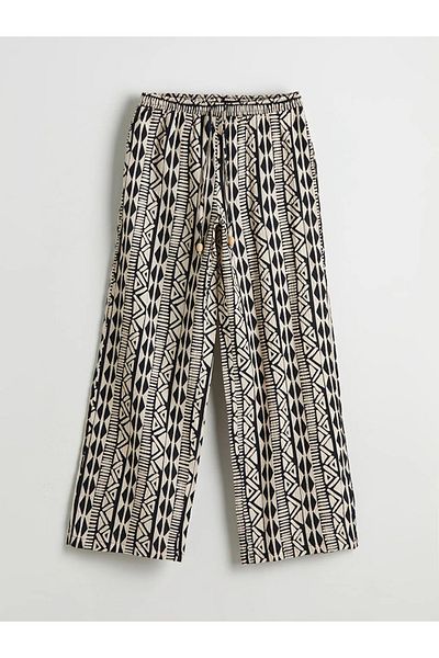 LC Waikiki Lcw vision black elastic waist patterned muslin women's pants