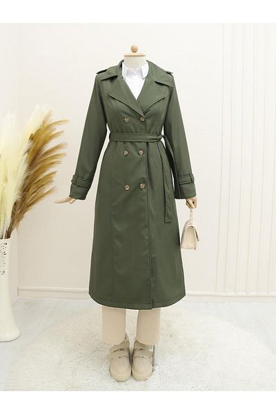 MACMODA Lined Belted Trench Coat