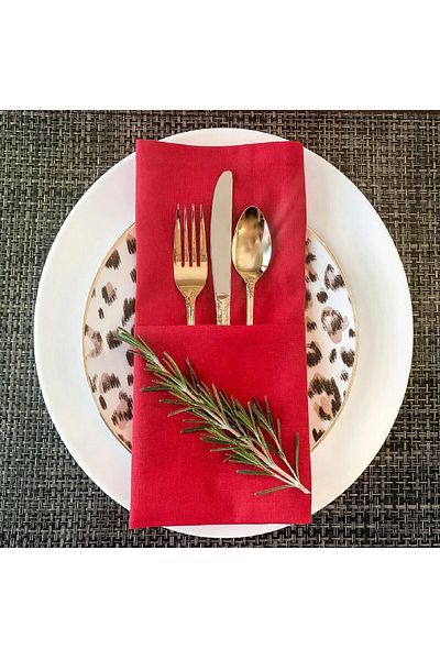 Kotonia Home Set of 10 Kotonia Home Hotel table napkins, 100% cotton, cretonne, size 40x40 cm, red