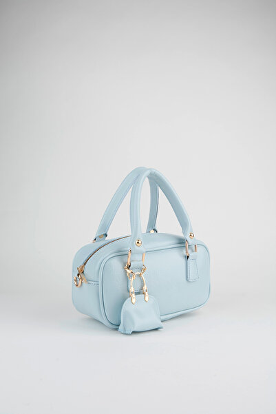 Vivaq Women's Tulip Baby Blue Bag Charm Detailed Patent Leather Zipper Closure Handbag and Shoulder Bag