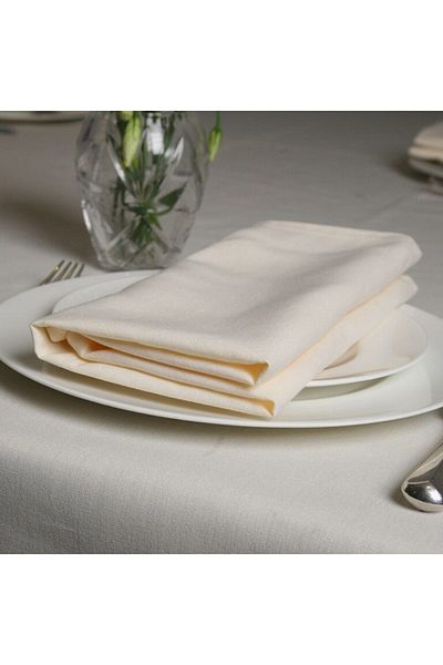 Kotonia Home Set Of 10 Hotel Table Napkins, 100% Cotton, Creton, Size 40x40 Cm, Ivory