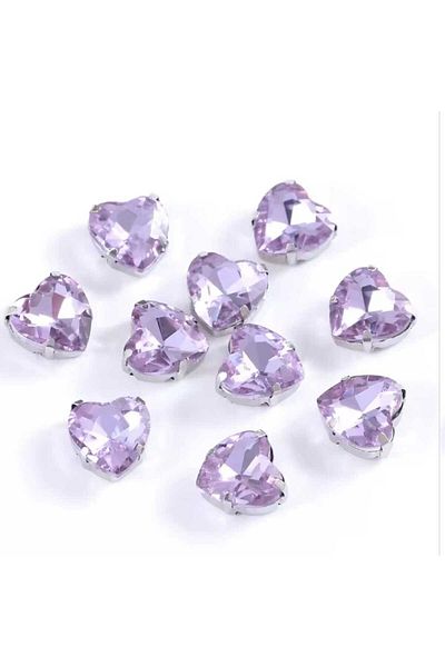 yiğit aksesuar 8 mm Case Strut Lilac Glass Heart Stone 20 Pieces