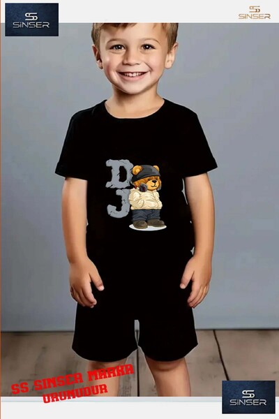 SS SİNSER Детска тениска с принт на мече DJ, специално издание, за колоездене...