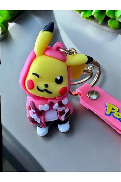 Mesan Accessory Pokemon Pi̇kachu Figure 3D Silicone Keyring Gift & Lover Keyring