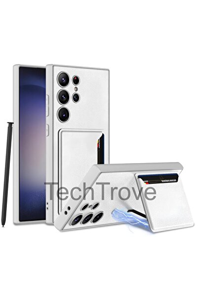 TechTrove Samsung Galaxy S24 Ultra Deri Arka Yüzey Kartlıklı Kapak