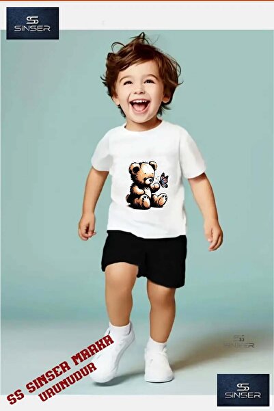 SS SİNSER Tricou cu gât rotund cu imprimeu personalizat pentru copii BEAR SIT...