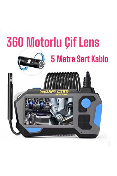 WIWOCAM 360 Rotasyon Motorlu 5 Metre Çift Lensli Sert Kablolu 1080P Ekranlı T...