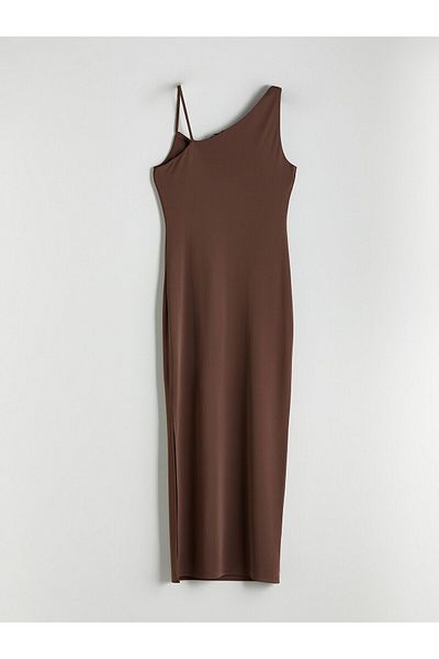 LC Waikiki Draped Collar Slit Dress