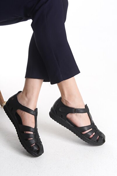 Tamdabu Ayakkabı Γυναικεία σανδάλια από γνήσιο δέρμα μαύρη ορθοπεδική σόλα Tm...