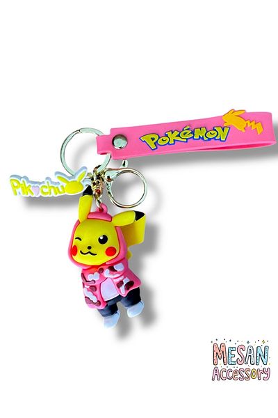 Mesan Accessory Pokemon Pi̇kachu Figure 3D Silicone Keyring Gift & Lover Keyring