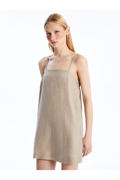 LC Waikiki Square Neck Linen Mini Dress