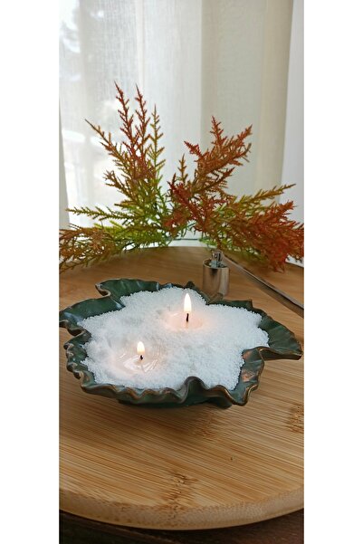 Eski Mahzen Design Çınar Yaprağı Sonsuz Mum / Inci Tozu Mum / Tealight Mumluk
