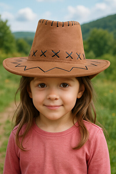 ankays Çocuk kovboy fötr şapka yazlık şapka fötör fötür fötr şapka
