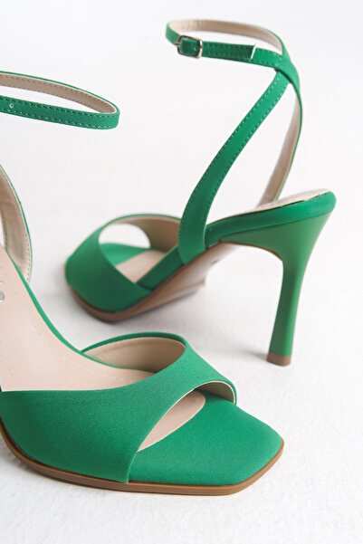 MARSEDO Lara Women's Blunt Toe Heeled Strappy Daily Sandals Green