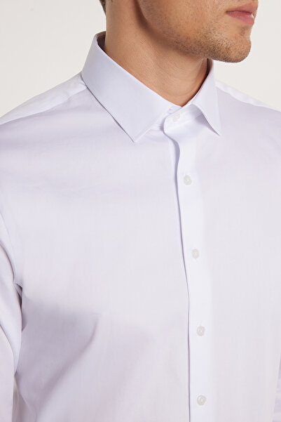 Tudors Slim Fit Μακρύ μανίκι 100% βαμβακερό σατέν Premium ανδρικό λευκό πουκάμισο