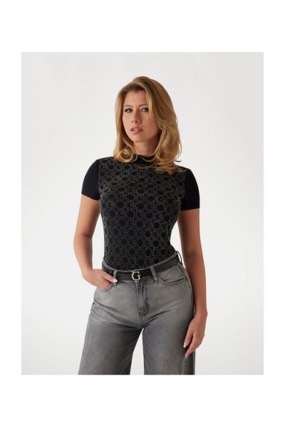 Guess Ss Mock Neck Top with Wings 360 Degree Attachable All over Shoes
