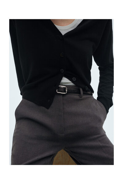 MANGO Woman Šedé dámské kalhoty 77055649