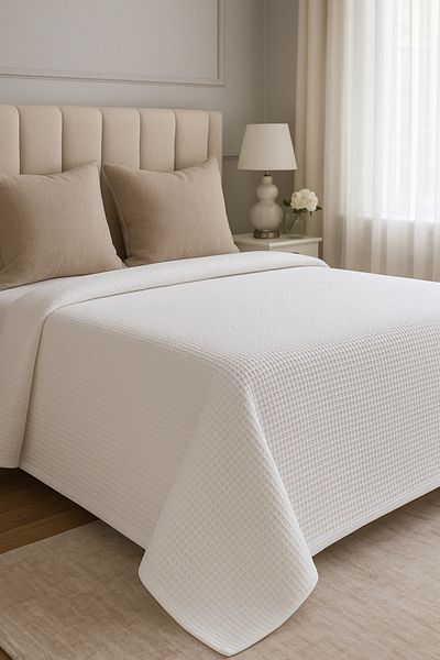 Formeya Buntes Wafer-Muster, doppelte Piqué-Tagesdecke, Hotel-Piqué, 200 x 230 cm