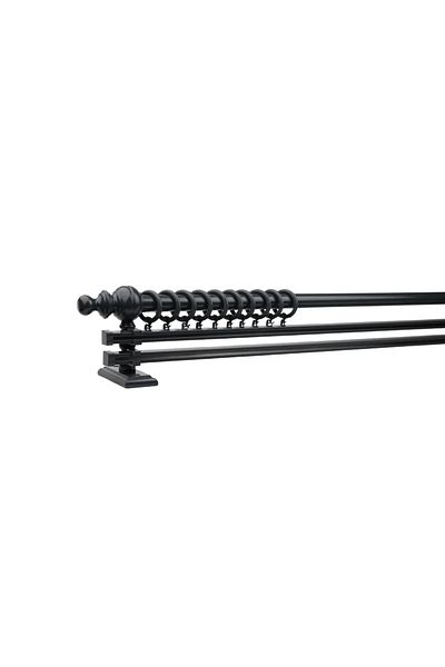 BonicasaArt Anthracite Double Rail Wooden Rustic Curtain Hanger - Rustic Pipe 200 cm
