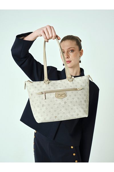 Pierre Cardin Beige Monogram Women's Shoulder Bag 05Po25Y2045