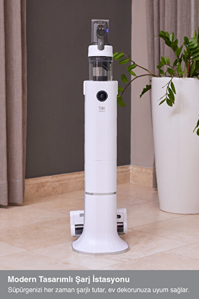 Fakir Purevac Ultra Dikey Şarjlı Kablosuz Süpürge, Kuru ve Sulu Mop Özellikli