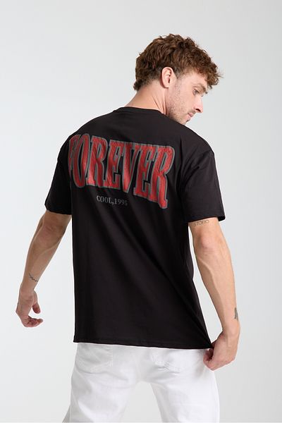 Trendyol Collection Μαύρο μπλουζάκι Oversize/Wide Cut 100% βαμβάκι TMNSS25TS00206
