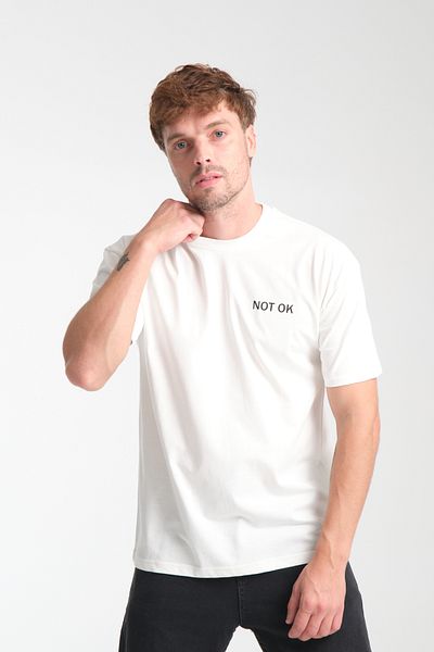 Trendyol Collection Λευκό μπλουζάκι Oversize Written 100% Cotton TMNSS25TS00205