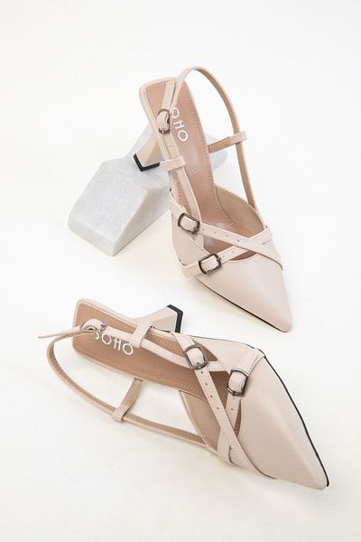 SOHO Beigefarbene klassische Damenschuhe mit Absatz 20255