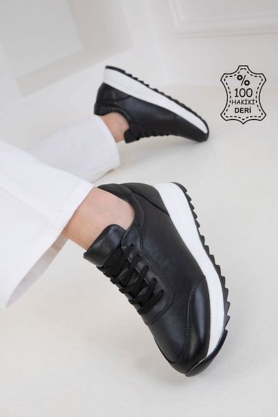SOHO Black Genuine Leather Women's Sneaker 20553