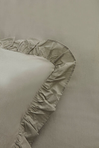 Karaca Home Pure Ruffle 100% Cotton Single Duvet Cover Set Sage