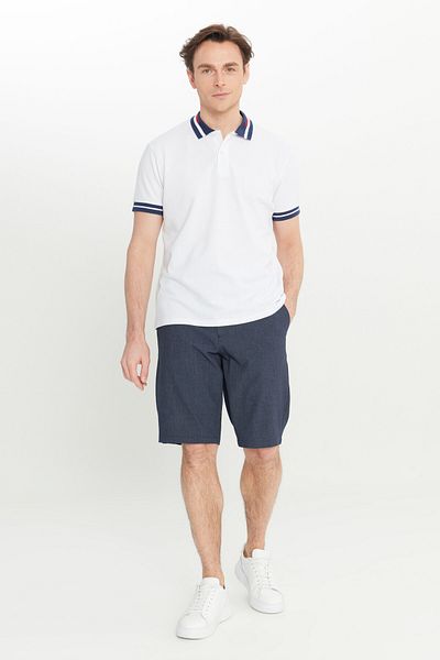 AC&Co / Altınyıldız Classics Men's White Slim Fit Narrow Cut 100% Cotton Non-Roll Polo Neck T-Shirt