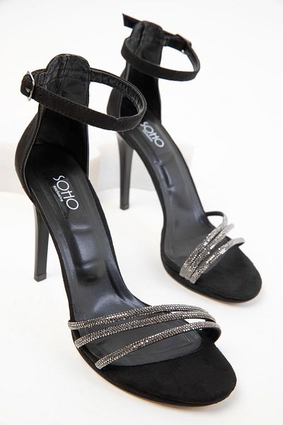 SOHO Klassische Damenschuhe mit Absatz aus schwarzem Wildleder 20309