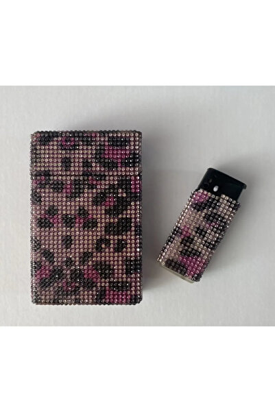 Zey Desing Sigaralık (lila Leopar Desen Değerli Taş Kaplama) Takım Olarak Çak...