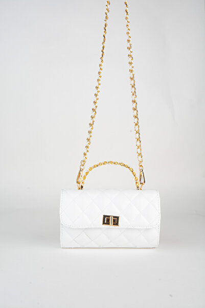 Vivaq Women's Tiny White Quilted Mini Size Strap Snap Closure Handbag and Shoulder Bag