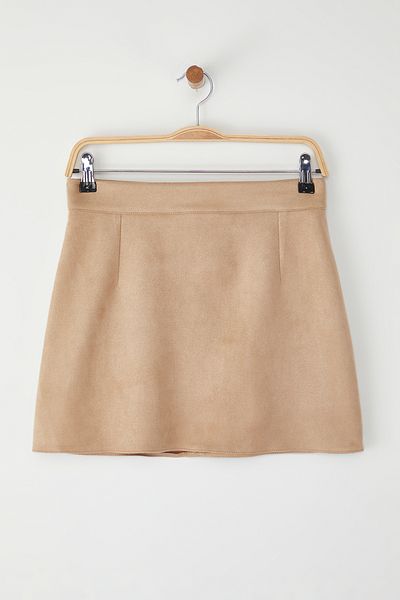 Trendyol Collection Περιορισμένη Έκδοση Mink Faux Suede Mini Φούστα TWOSS25ET00184