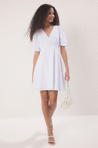 Trendyol Collection White Skirt Waist Opening Cotton Dress Twoss25El00803