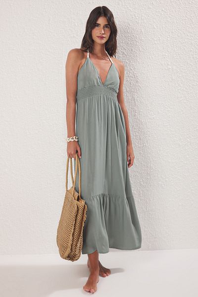 Trendyol Collection Khaki Maxi Woven Beach Dress Tbess25El00109