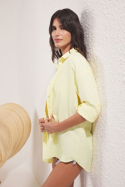 Trendyol Collection Żółta tkana koszula plażowa TBESS22GO0664