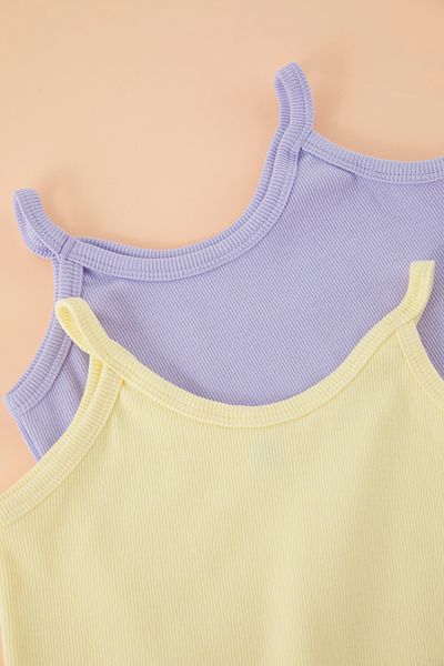 TRENDYOLKIDS قميص داخلي قطني للأطفال مكون من قطعتين باللون الأرجواني والأصفر TKDSS25AL00012