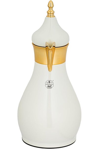 ALSAIF Vacuum Insulated Thermal Flask for Coffee & Tea with Secure Lid, White/Gold, 0.35L, Plastic from ALS