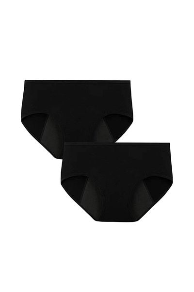 Tummy Pack of 2 Reusable Bamboo Cotton Menstrual Leak Proof Comfortable Soft Underwear, Menstrual Panties