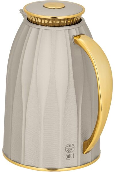 ALSAIF طقم قوارير قهوة وشاي مفرغة من الهواء، رمادي/ذهبي، مانعة للتسرب، تحافظ على سخونة المشروبات، سعة 1.0/1.0 لتر