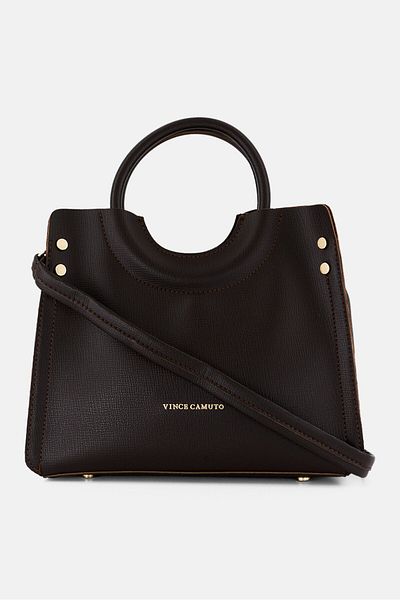 Vince Camuto Women Brand Logo Satchel Bag 23 H x 26 L x 13 W cm, Dark Brown