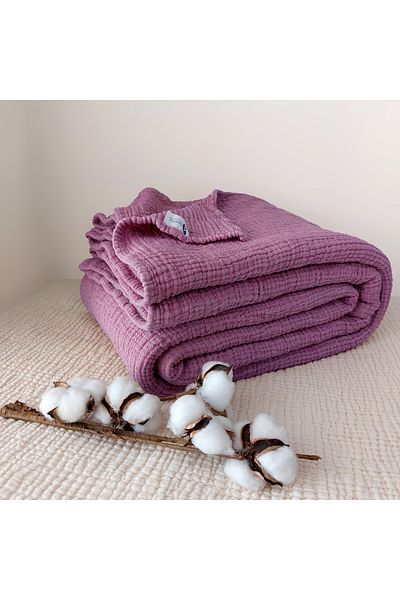 destinyhometex Plum 4 Layer Multi Muslin 100% Cotton Oversize Fringeless 260x240cm